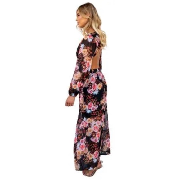 Amaroso Boutique Black Multi Coloured Floral Della Maxi Dress Womens Aus Size 12 - Picture 7 of 14